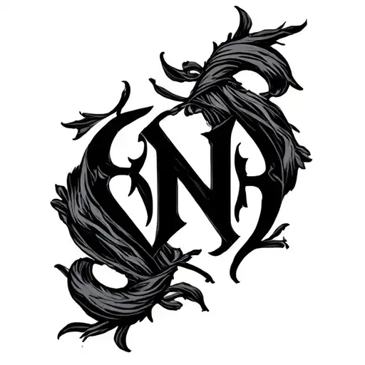 SNP letters Gothic font vertical tattoo design idea