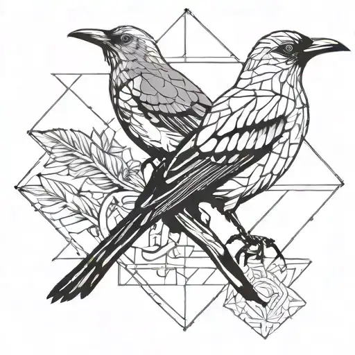 Mockingbird and crow  tattoo design idea