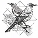 Mockingbird and crow  tattoo design idea
