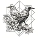 Mockingbird and crow  tattoo design idea