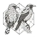 Mockingbird and crow  tattoo design idea
