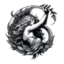 Aquarius fearless strength alpha tattoo design idea