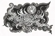 water, earth fire air and spirt for the back and  left arm  tattoo design idea