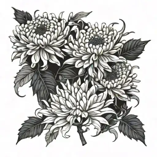 chrysanthemums with black slime tattoo design idea