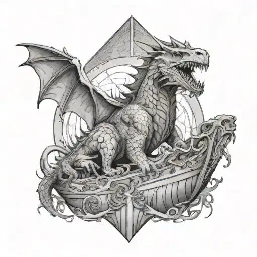Noah's ark with dragon like from game of thrones tattoo design idea
