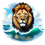 lion head emerging from the sea tattoo design idea