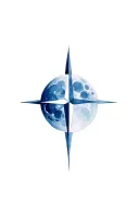 waxing gibbous moon with simple compass in memory of daddy tattoo design idea