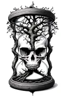 skull dead tree live tree hourglass filled with swirling tattoo design idea