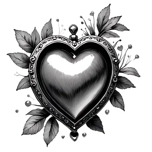 heart locket charm opened tattoo design idea