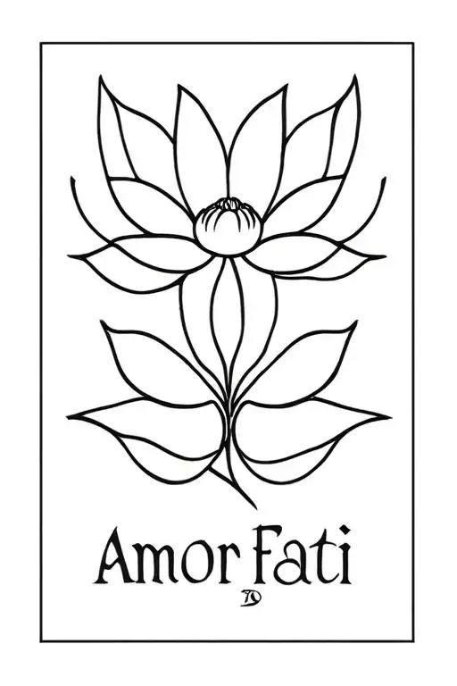  white lotus the word amor fati and little designs in a straight line  tattoo design idea