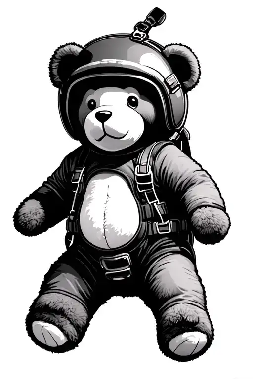 skydiving teddy bear tattoo design idea
