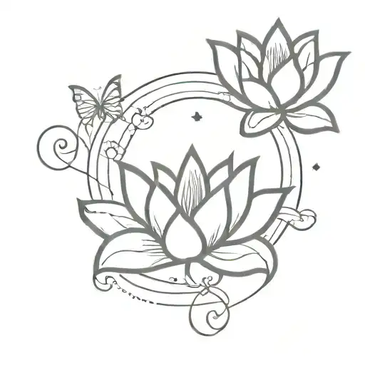 butterfly and lotus sun moon unalone luck balance  line tattoo for the wrist minimalist  tattoo design idea