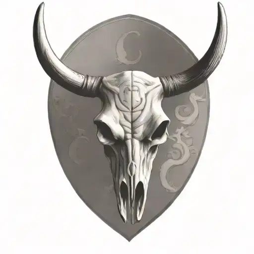 longhorn bull skull spooky tattoo design idea