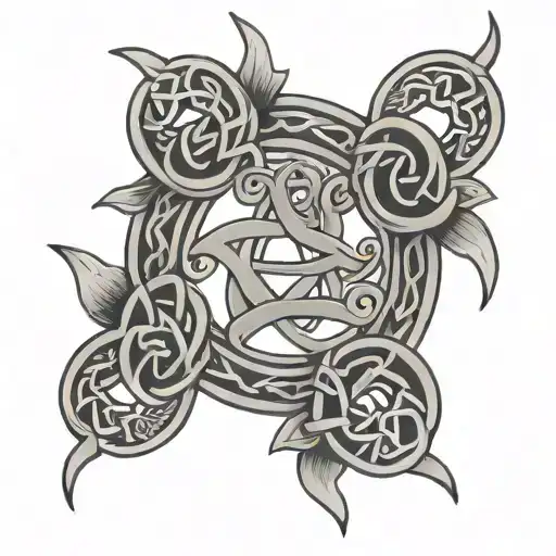 Celtic knot design incorporating elements Pisces symbol and name Addison tattoo design idea