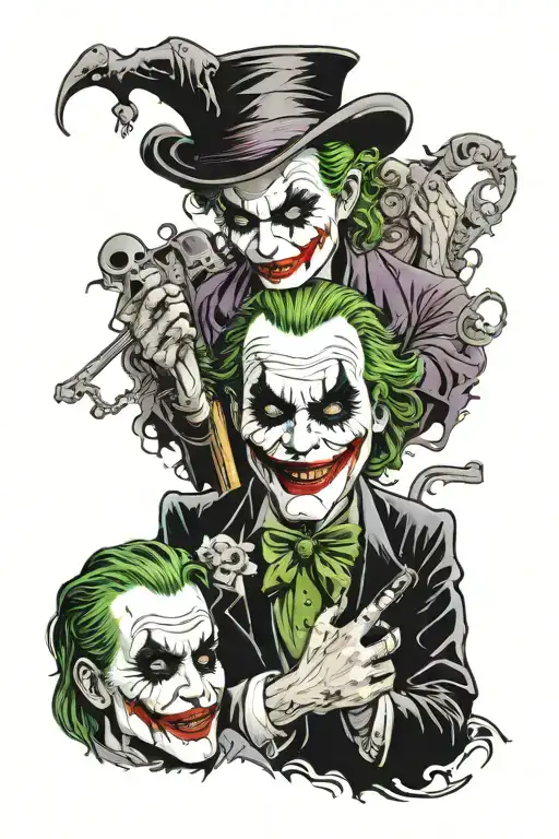 scareface and the joker bank robbery scene tattoo design idea