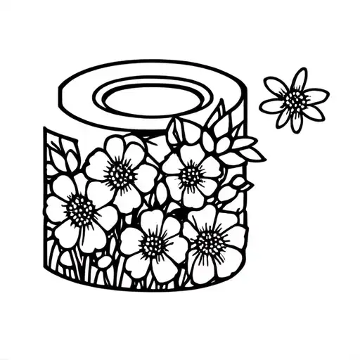 toilet paper roll with flowers growing tattoo design idea