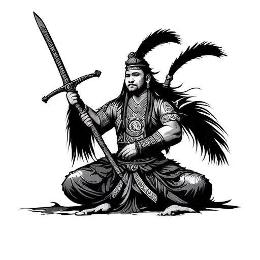 Hmong Shaman with sword tattoo design idea