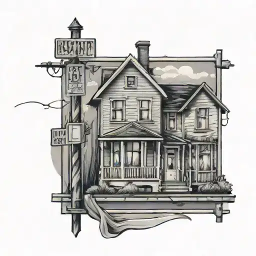 street signs and house tattoo design idea