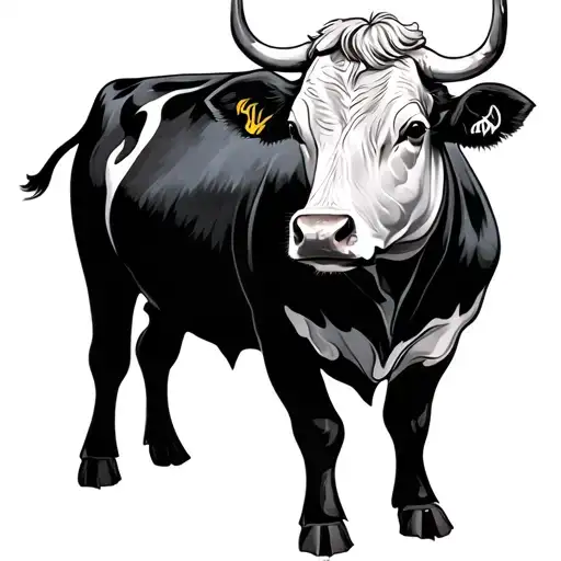 guillotined cow tattoo design idea