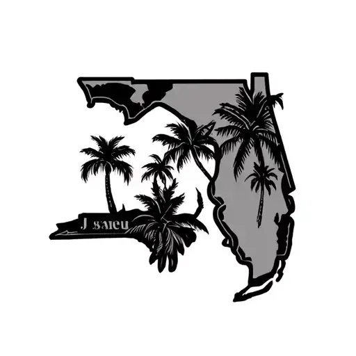 new jersey florida and south carolina state shapes tattoo design idea