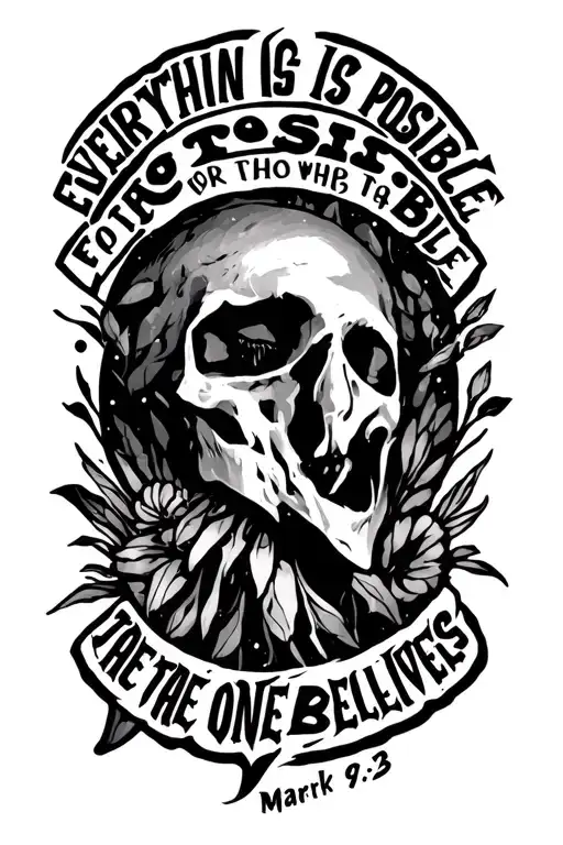 everything is possible for the one who belives mark 9:23 tattoo design idea