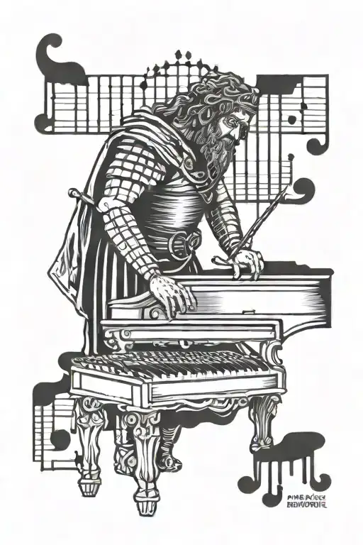 William Wallace walking on a piano keys tattoo design idea