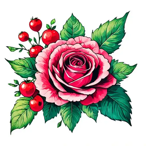 Berry+Rose+TM tattoo design idea