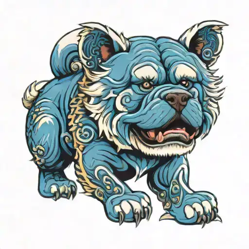 blue chow chow heavy weight boxer tattoo design idea