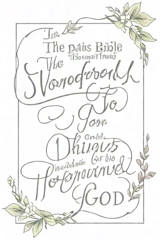 Bible quote with the words "The pain we go through now cant be compared to the wonderful things god has planned for us"  tattoo design idea