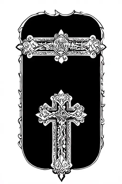 Russian Orthodox Cross surrounded tattoo design idea