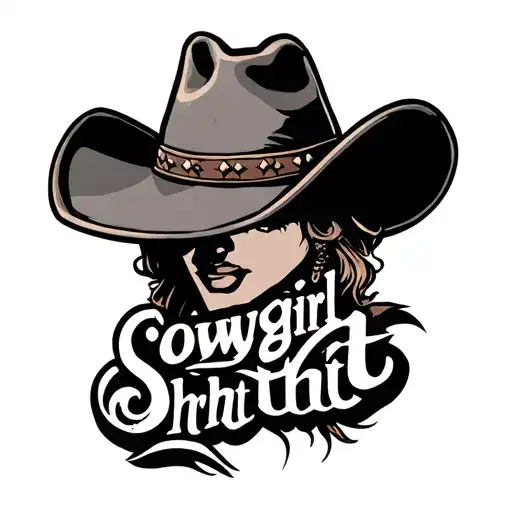 cowboy hat with the inscription: cowgirl shit symbol intertwined tattoo design idea