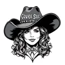 cowboy hat with the inscription: cowgirl shit symbol intertwined tattoo design idea