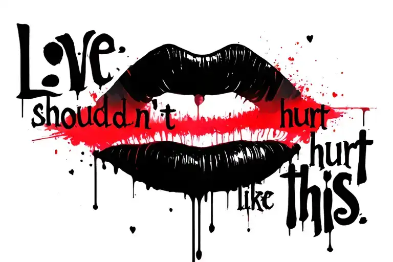 "Love shouldn’t hurt like this" "Love shouldn’t hurt like this" "Love shouldn’t hurt like this" blood tattoo design idea