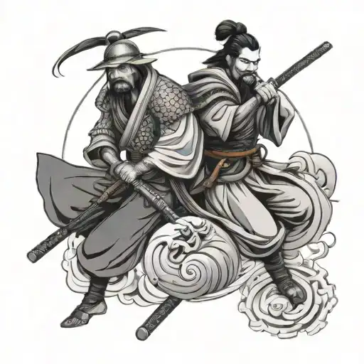 yin yang japanese samurai tattoo design idea