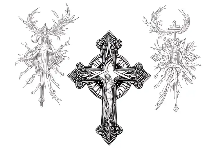 Catholic cross tattoo design idea