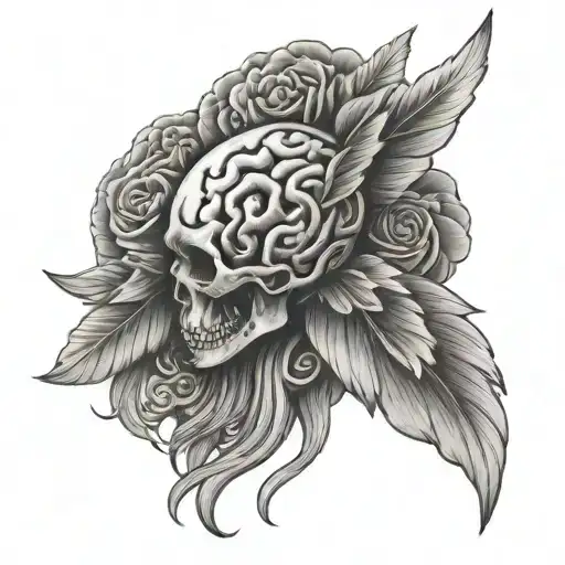 brain cancer and wing tattoo tattoo design idea