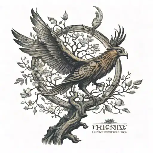 Phoenix Bird Inside A Tree Of Life tattoo design idea