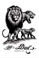 dad lion with 2 cubs following tattoo design idea