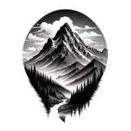 mountain landscape tattoo design idea