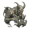 devil live through  fear tattoo design idea