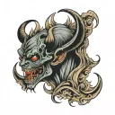 devil live through  fear tattoo design idea