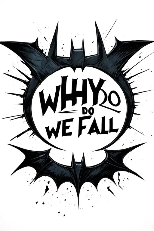 Dark knight Batman symbol with the quote “why do we fall”  tattoo design idea