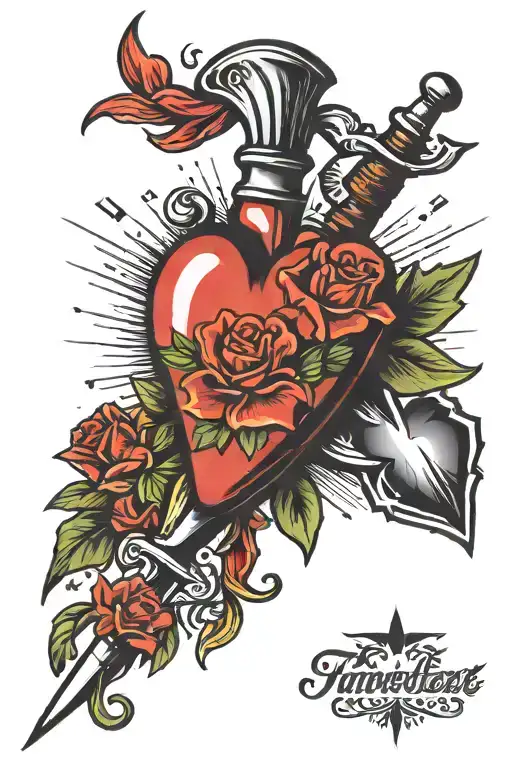 Heart And Dagger tattoo design idea