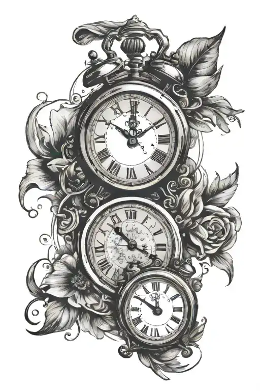 clocks and calendar page tattoo design idea