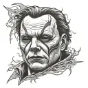 Micheal myers face split tattoo design idea