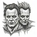Micheal myers face split tattoo design idea