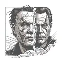 Micheal myers face split tattoo design idea