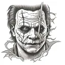Micheal myers face split tattoo design idea