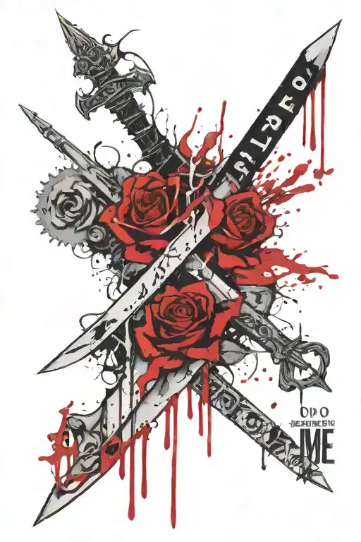 Sword with the text "Do not unsheath me without reason. Do not use me without valor" tattoo design idea