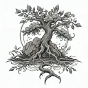tree , Jesus , seed sprouting tattoo design idea